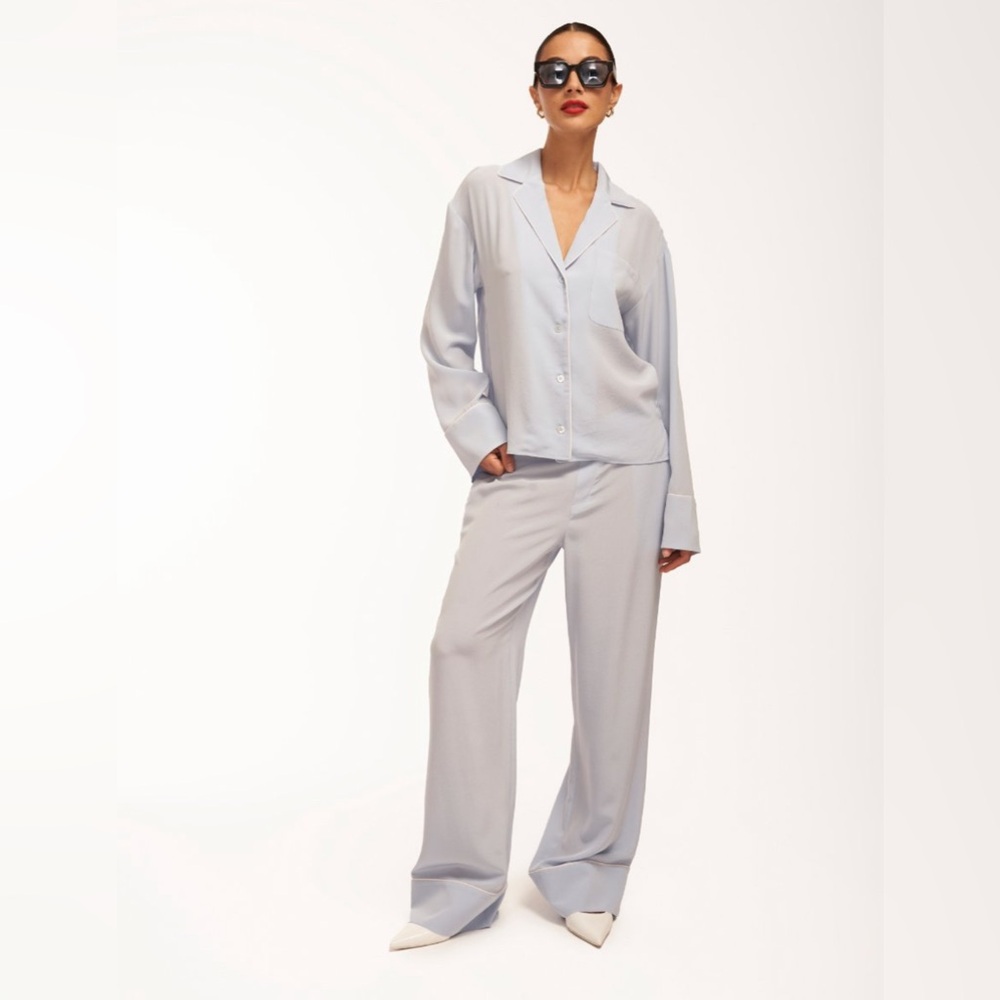 NWT $520 Equipment Kentucky Blue Silk Shirt & Pant Set